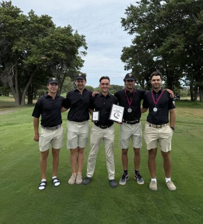 BISONS ATHLETICS PHOTO
                                The Manitoba Bisons won their first team victory in seven years at the Augsburg Fall Invitational earlier this month. Fourth-year golfer Jack Rudick took the individual tourney title. From left: Ethan Portey, Tyler Polanski, Jack Rudick, Terence Rafferty and Rory Neill.