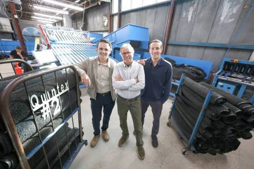 Ruth Bonneville / Free Press
                                Quintex Services president David Quinton with sons and co-CEOs Mackie (left) and Brodie in the longtime Winnipeg company&rsquo;s facility on Nassau Street North.