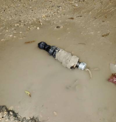 SUPPLIED
                                A pipe bomb &mdash; wrapped in plastic bags with gasoline &mdash; was left outside AQ Sauna on Sept. 11.