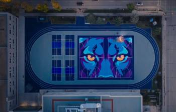 SUPPLIED
                                Bird&rsquo;s eye view of the new basketball and pickleball courts at Gordon Bell High School.