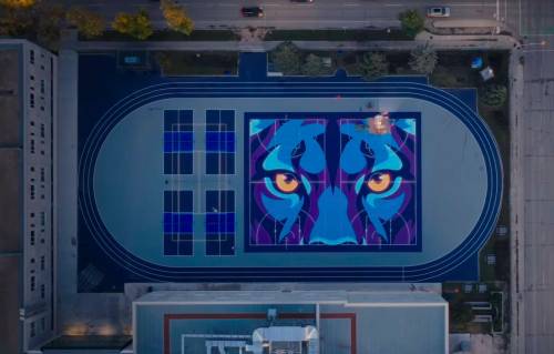 SUPPLIED
                                Bird&rsquo;s eye view of the new basketball and pickleball courts at Gordon Bell High School.