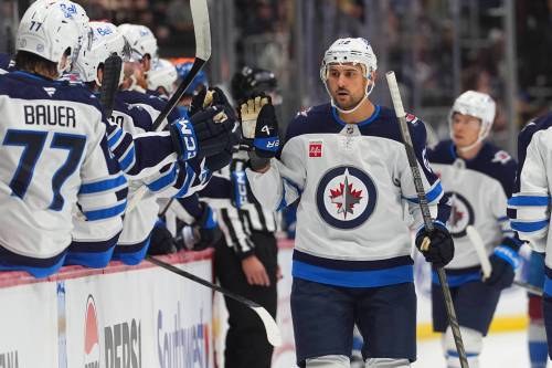 David Zalubowski / The Associated Press
                                Winnipeg Jets winger Nino Niederreiter celebrates after scoring in the first period of the preseason game against the Colorado Avalanche, Friday in Denver.