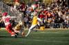 ZACHARY PETERS / BISON SPORTS 

University of Manitoba Bisons fifth-year student athlete Maya Turner kicks off against the University of Calgary Dinos on Sept. 19.