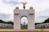 FILE - A mockup of President Donald Trump's proposed triumphal arch stands at the Great American State Fair on the National Mall, June 27, 2026, in Washington. (AP Photo/Jen Golbeck, File)