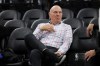 FILE - Los Angeles Clippers owner Steve Ballmer sits on the sideline before an NBA basketball game against the Chicago Bulls on March 13, 2026, in Inglewood, Calif. (AP Photo/Ryan Sun, File)