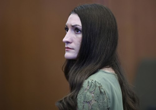Defendant Lindsay Clancy looks at the jury after Judge William Sullivan declared a mistrial in Clancy's murder trial on Friday, Sept. 4, 2026, in Plymouth, Mass. (Greg Derr/The Patriot Ledger via AP, Pool)