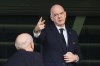 FIFA President Gianni Infantino gestures as he attends the Women's U20 World Cup opening match between Poland and Argentina in Katowice, Poland, Saturday, Sept. 5, 2026. (AP Photo/Beata Zawrzel)