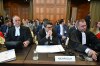 Members of the legal delegation representing Nicaragua, including counsel and advocate Daniel Mueller, right, attend public hearings on the preliminary objections raised by Germany in the case brought by Nicaragua at the International Court of Justice (ICJ) at the Peace Palace in The Hague, Netherlands, Monday, Sept. 7, 2026. (AP Photo/Mouneb Taim)