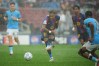 Barcelona's Raphinha scores the opening goal of his team during the Champions League opening phase soccer between Barcelona and Feyenoord in Barcelona, Spain, Wednesday, Sept. 9, 2026.(AP Photo/Emilio Morenatti)