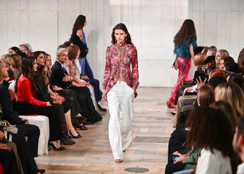 A model walks the runway during the Ralph Lauren Spring/Summer 2027 presentation as part of New York Fashion Week on Wednesday, Sept. 9, 2026, in New York. (Photo by Evan Agostini/Invision/AP)