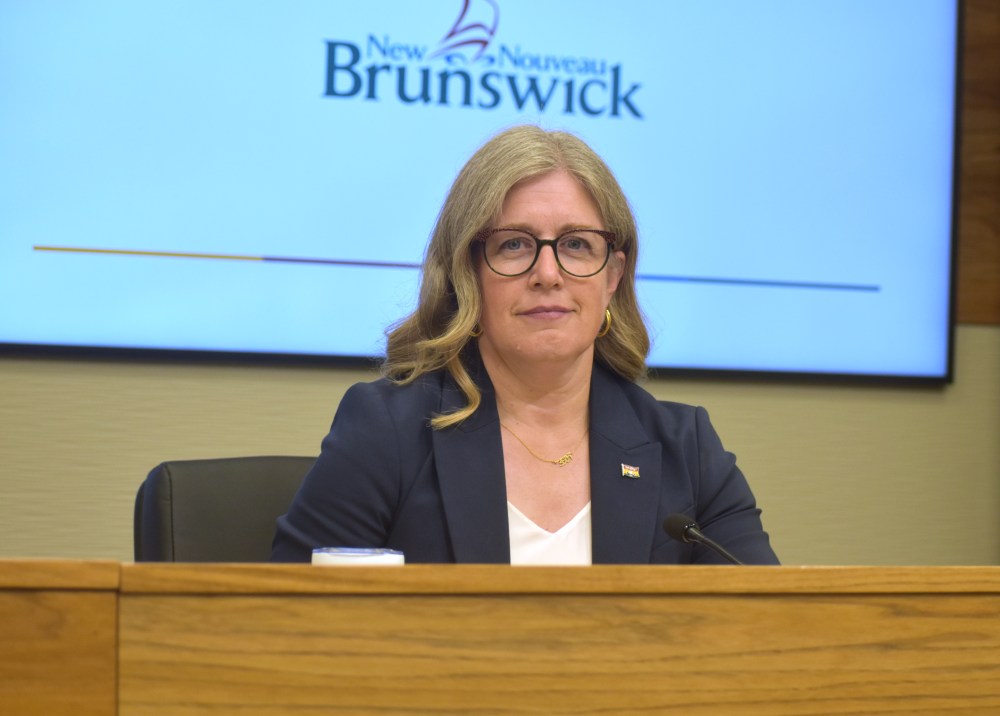 New Brunswick Premier Susan Holt addresses reporters in Fredericton on Wednesday, August 26, 2026. THE CANADIAN PRESS/Eli Ridder