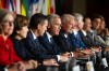 Prime Minister Mark Carney, centre, and Canada's premiers hold a closing press conference at the First Ministers Meetings in Charlottetown on Thursday, July 23, 2026. THE CANADIAN PRESS/Darren Calabrese