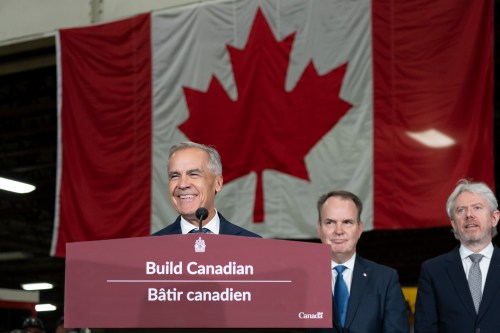 Prime Minister Mark Carney speaks at the Alstom Plant in Thunder Bay, Ont. on Thursday, Sept. 3, 2026. THE CANADIAN PRESS/David Jackson