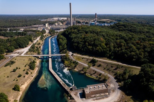 FILE - An aerial image of Consumer Energy's J.H. Campbell Generating Complex is seen in Ottawa County, Mich., Sept. 21, 2024. (Joel Bissell/Kalamazoo Gazette via AP, File)