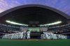 The Toronto Blue Jays and the Baltimore Orioles line up along the baselines for a moment of silence to pay respect to victims of the terrorist attacks on the United States prior to the start of AL action in Toronto on Tuesday, Sept. 18, 2001. THE CANADIAN PRESS/Frank Gunn