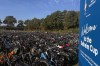 In this photo taken with a smartphone, bikes are parked in the bike park at the Solheim Cup venue, Bernardus Golf in in Den Bosch, Netherlands, Saturday Sept. 12, 2026. (AP Photos/Mike Corder)