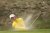 Charley Hull of Europe plays from a bunker near the 8th green during the Solheim Cup in Den Bosch, Netherlands, Saturday, Sept. 12, 2026. (AP Photo/Alastair Grant)