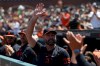 FILE - Detroit Tigers pitcher Justin Verlander, center, acknowledges the crowd during the second inning of a baseball game against the San Francisco Giants in San Francisco, on Aug. 9, 2026. (AP Photo/Jed Jacobsohn, File)