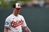 Baltimore Orioles starting pitcher Kyle Bradish returns to the dugout after retiring the side in the second inning of a baseball game against the Boston Red Sox, Sunday, Sept. 6, 2026, in Baltimore. (AP Photo/Stephanie Scarbrough)