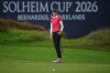 Nelly Korda of the United States misses a putt on the 15th green during the final day of the Solheim Cup in Den Bosch, Netherlands, Sunday, Sept. 13, 2026. (AP Photo/Alastair Grant)