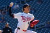Minnesota Twins starting pitcher Joe Ryan delivers during the first inning of a baseball game against the Cleveland Guardians, Sunday, Sept. 13, 2026, in Minneapolis. (AP Photo/Joseph Scheller)