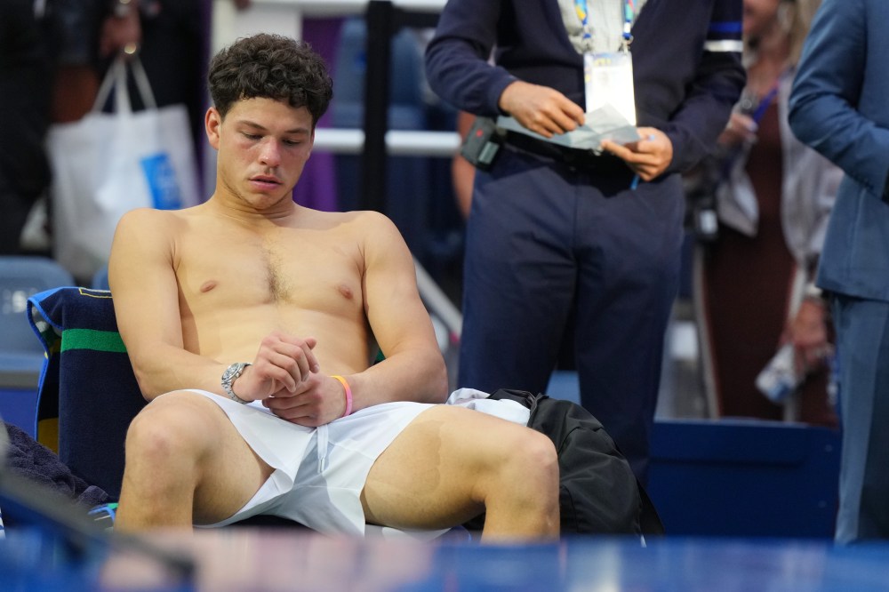 Ben Shelton of the United States reacts after he lost the US Open men's singles final to Alexander Zverev of Germany on Sunday, September 13, 2026, in New York. (AP Photo/Kirsty Wigglesworth)