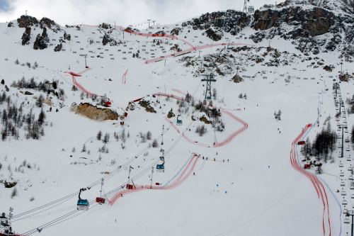 FILE - A view of the Bellevarde course, at the World Alpine Ski Championships in Val d'Isere, France, on Feb, 1, 2009. (AP Photo/Sergey Ponomarev, File)