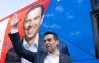 Quebec Liberal Party Leader Charles Milliard waves in front of his bus during a campaign stop in Montreal on Monday, Sept. 14, 2026. Quebec votes in a provincial election on Oct. 5, 2026. THE CANADIAN PRESS/Christinne Muschi