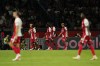 Monaco's players celebrate after Monaco's Stanis Idumbo, third form left, scored his side's second goal during the French League One soccer match between Paris Saint-Germain, and Monaco, in Paris, France, Friday, Sept. 4, 2026. (AP Photo/Aurelien Morissard)