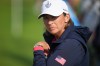 Angela Stanford United States captain watches play from the 10th fairway during the Solheim Cup in Den Bosch, Netherlands, Saturday, Sept. 12, 2026. (AP Photo/Alastair Grant)