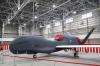 A Global Hawk, long-distance surveillance drone of the Japan Air Self-Defense Force, is shown to the media at its base in Misawa, Aomori prefecture, on Jan., 2023. (Kyodo News via AP)