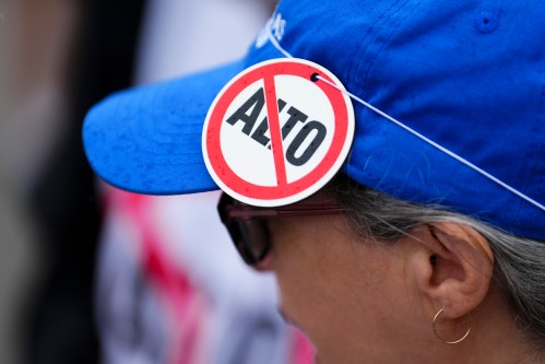 People rally in opposition to the Alto high-speed rail project as they gather on Parliament Hill in Ottawa on Wednesday, June 10, 2026. THE CANADIAN PRESS/Sean Kilpatrick