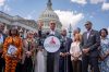 FILE - House Minority Leader Hakeem Jeffries, D-N.Y., center, and members of the Congressional Black Caucus speak outside the Capitol in Washington, May 19, 2026. (AP Photo/J. Scott Applewhite, File)