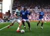 Celtic's Colby Donovan (left) and Rangers' Djeidi Gassama battle for the ball during the Scottish League Cup soccer match between Rangers and Celtic, in Glasgow, Sunday Sept. 13, 2026. (Andrew Milligan/PA via AP)