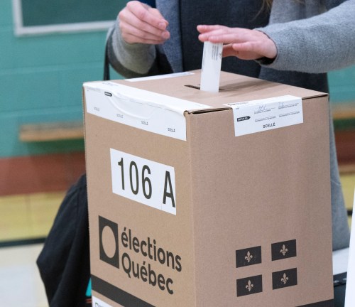 A voter casts their ballot in the Quebec provincial election, Monday, Oct. 3, 2022 in Montreal. A Superior Court judge has rejected a request by the Conservative Party of Quebec to have a recount in a Quebec City-area riding it lost by a slim margin to the Coalition Avenir Québec on Oct. 3. THE CANADIAN PRESS/Ryan Remiorz