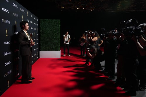Hudson Williams is photographed with a trophy as Heated Rivalry wins multiple awards at The Canadian Screen Awards in Toronto on Sunday, May 31, 2026. THE CANADIAN PRESS/Chris Young
