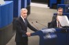 Canada's Prime Minister Mark Carney delivers a speech during a formal sitting at the European Parliament in Strasbourg, eastern France, Thursday, Sept 17, 2026. (AP Photo/Pascal Bastien)