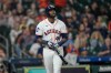 Houston Astros' Yordan Alvarez watches his home run against the Kansas City Royals during the fifth inning of a baseball game Thursday, Sept. 17, 2026, in Houston. (AP Photo/David J. Phillip)