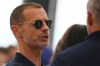 UEFA president Aleksander Ceferin attends an event with school children following a UEFA Executive Committee meeting in Thessaloniki, northern Greece, Tuesday, Sept. 15, 2026. (AP Photo/Giannis Papanikos)