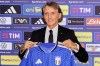 FILE - Italy's new national soccer team coach Roberto Mancini pose during a news conference, July 29, 2026, in Rome. (Alfredo Falcone/LaPresse via AP, File)