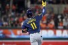 Milwaukee Brewers' Jackson Chourio celebrates after hitting a home run during the second inning of a baseball game against the Baltimore Orioles, Friday, Sept. 18, 2026, in Baltimore. (AP Photo/Daniel Kucin Jr.)