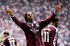 Aston Villa's Johan Manzambi celebrates as he scores the opening goal during the English Premier League soccer match between Tottenham Hotspur and Aston Villa, at Tottenham Hotspur Stadium in London, Saturday, Sept. 19, 2026. (Andrew Matthews/PA via AP)