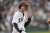 Chicago White Sox's Miguel Vargas celebrates while rounding first base after hitting a solo home run during the sixth inning of a baseball game against the Detroit Tigers Saturday, Sept. 19, 2026, in Chicago. (AP Photo/Paul Beaty)