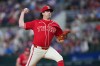 Texas Rangers starting pitcher Cal Quantrill throws to the Toronto Blue Jays during the first inning of a baseball game Saturday, Sept. 19, 2026, in Arlington, Texas. (AP Photo/Julio Cortez)