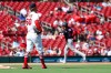 St. Louis Cardinals starting pitcher Quinn Mathews (60) pauses at the back of the mound after giving up a two-run home run to Washington Nationals' CJ Abrams during the sixth inning of a baseball game Sunday, Sept. 20, 2026, in St. Louis. (AP Photo/Scott Kane)