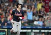 Atlanta Braves' Mike Yastrzemski reacts after hitting a three-run home run off Houston Astros relief pitcher Bryan King during the sixth inning of a baseball game, Sunday, Sept. 20, 2026, in Houston. (AP Photo/Karen Warren)