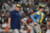 Milwaukee Brewers manager Pat Murphy, left, walks to the dugout after a pitching change against the Baltimore Orioles in the seventh inning of a baseball game on Sunday, Sept. 20, 2026 in Baltimore. (AP Photo/Gail Burton)
