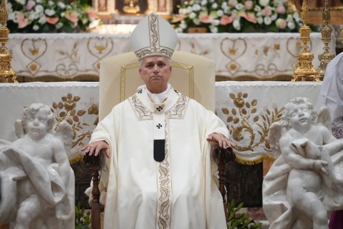 FILE - Pope Leo XIV celebrates a mass at the Basilica Sanctuary of the Mother of Good Counsel in Genazzano, central Italy, Monday, Sept. 7, 2026. (AP Photo/Andrew Medichini, File)