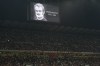 A portrait of late Sandro Mazzola is displayed moment of silence before the Serie A soccer match between AC Milan and Lecce, in Milan, Italy, Sunday, Sept. 20, 2026. (AP Photo/Antonio Calanni)