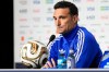 FILE - Argentina head coach Lionel Scaloni speaks during a news conference ahead of the World Cup final soccer match between Spain and Argentina in New York on July 17, 2026. (AP Photo/Frank Franklin II, File)